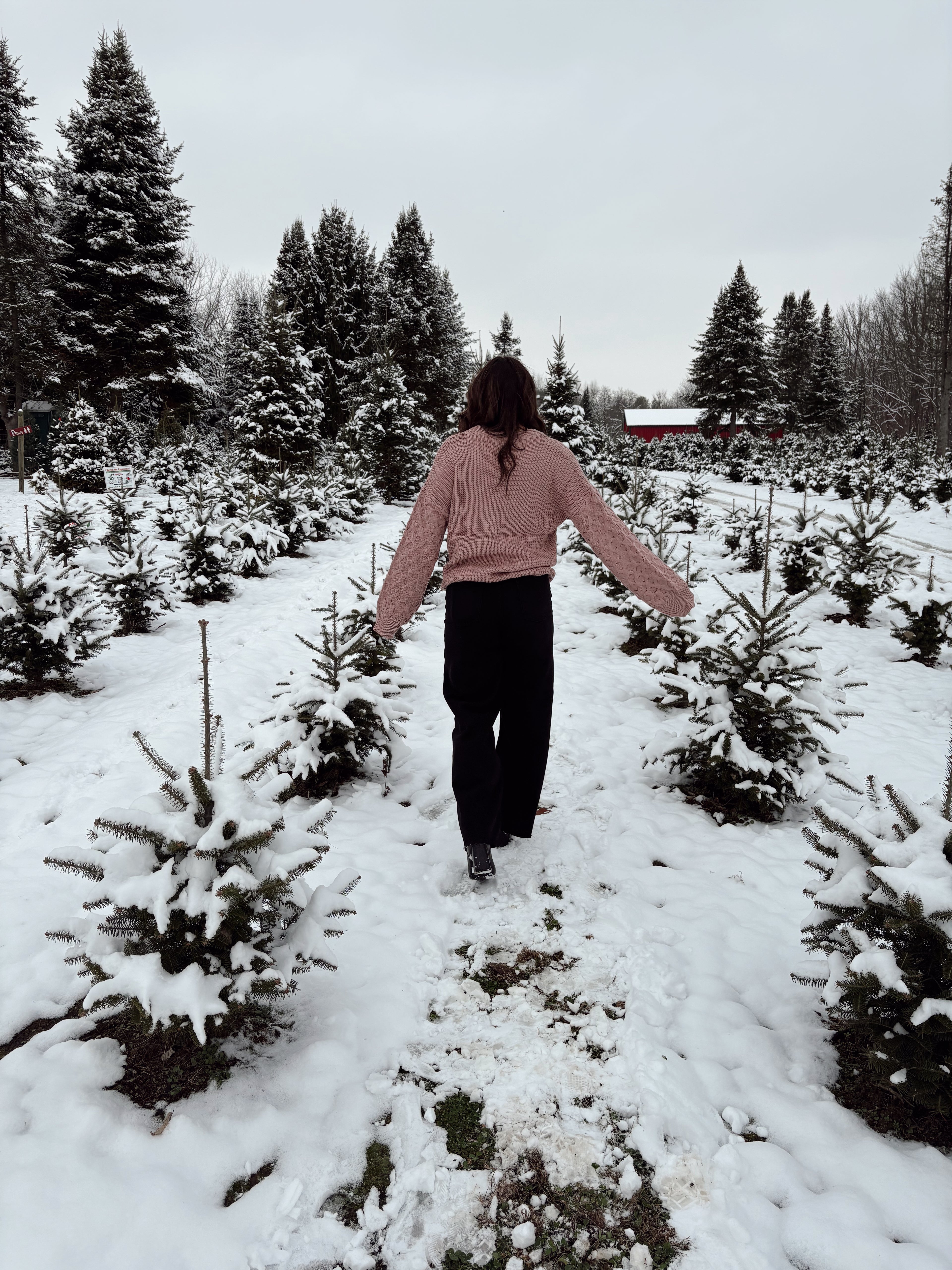 Dusty Pink Candy Cane Knit