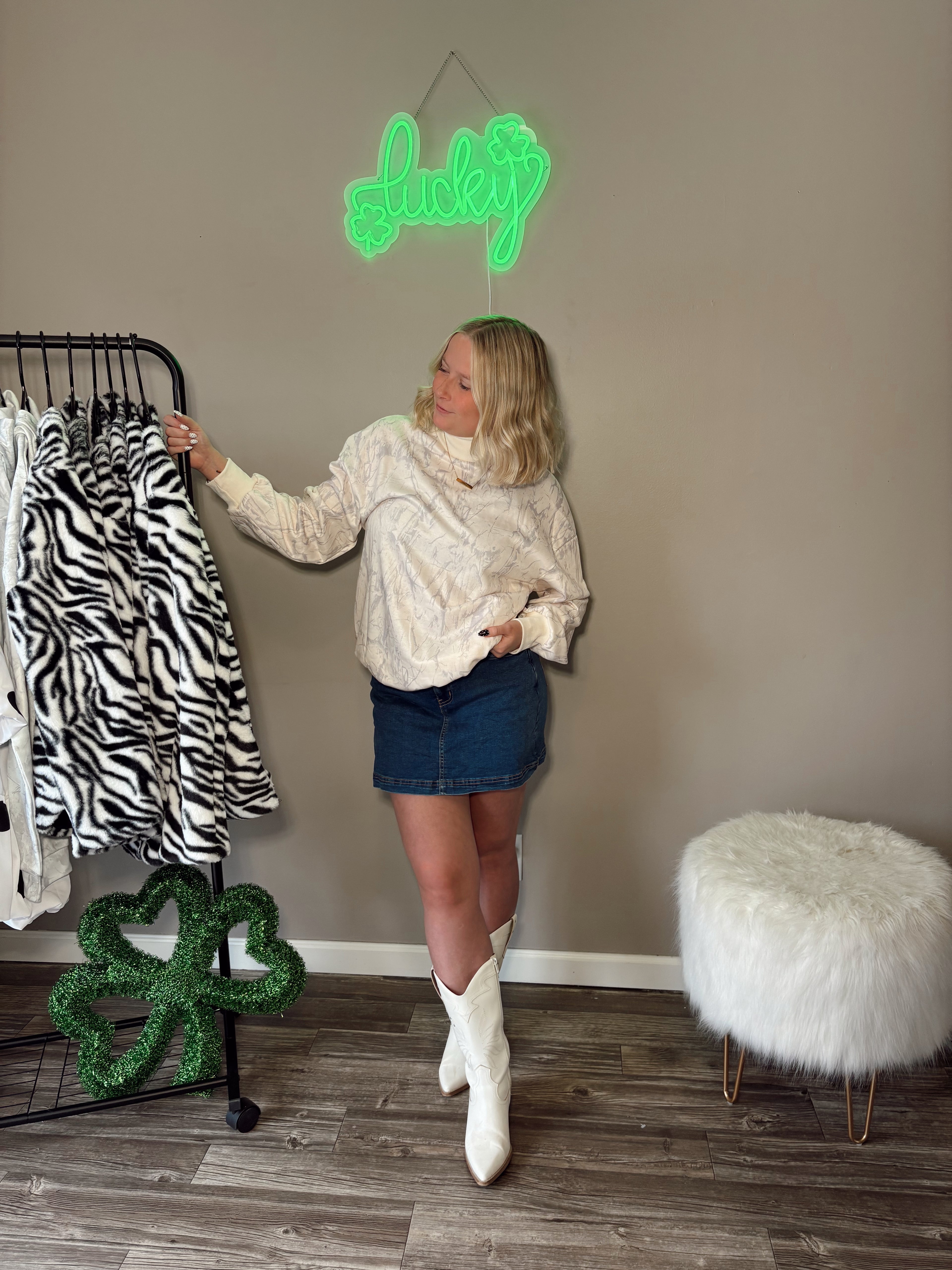 Holly Grey Camo Mock Neck