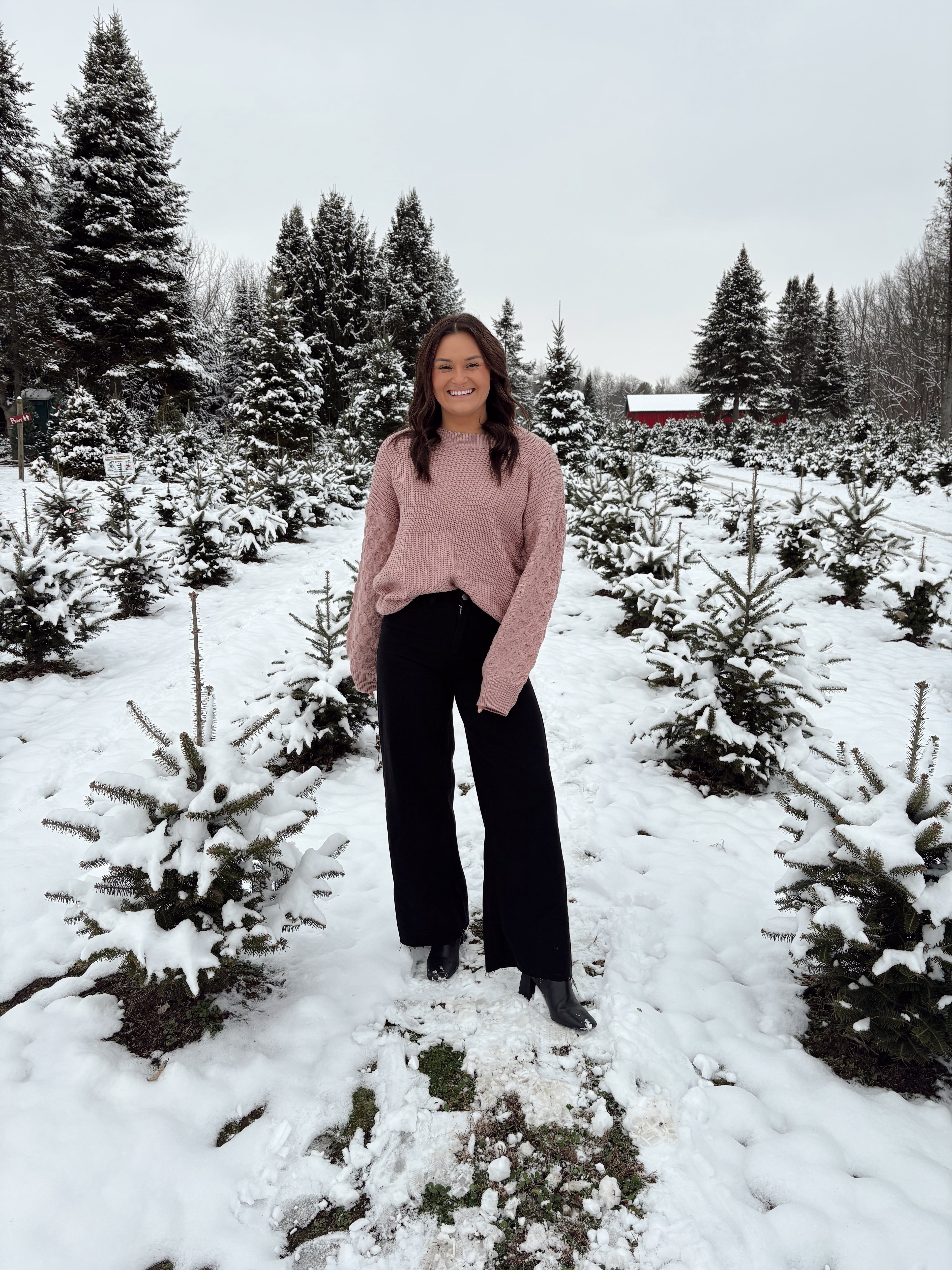 Dusty Pink Candy Cane Knit