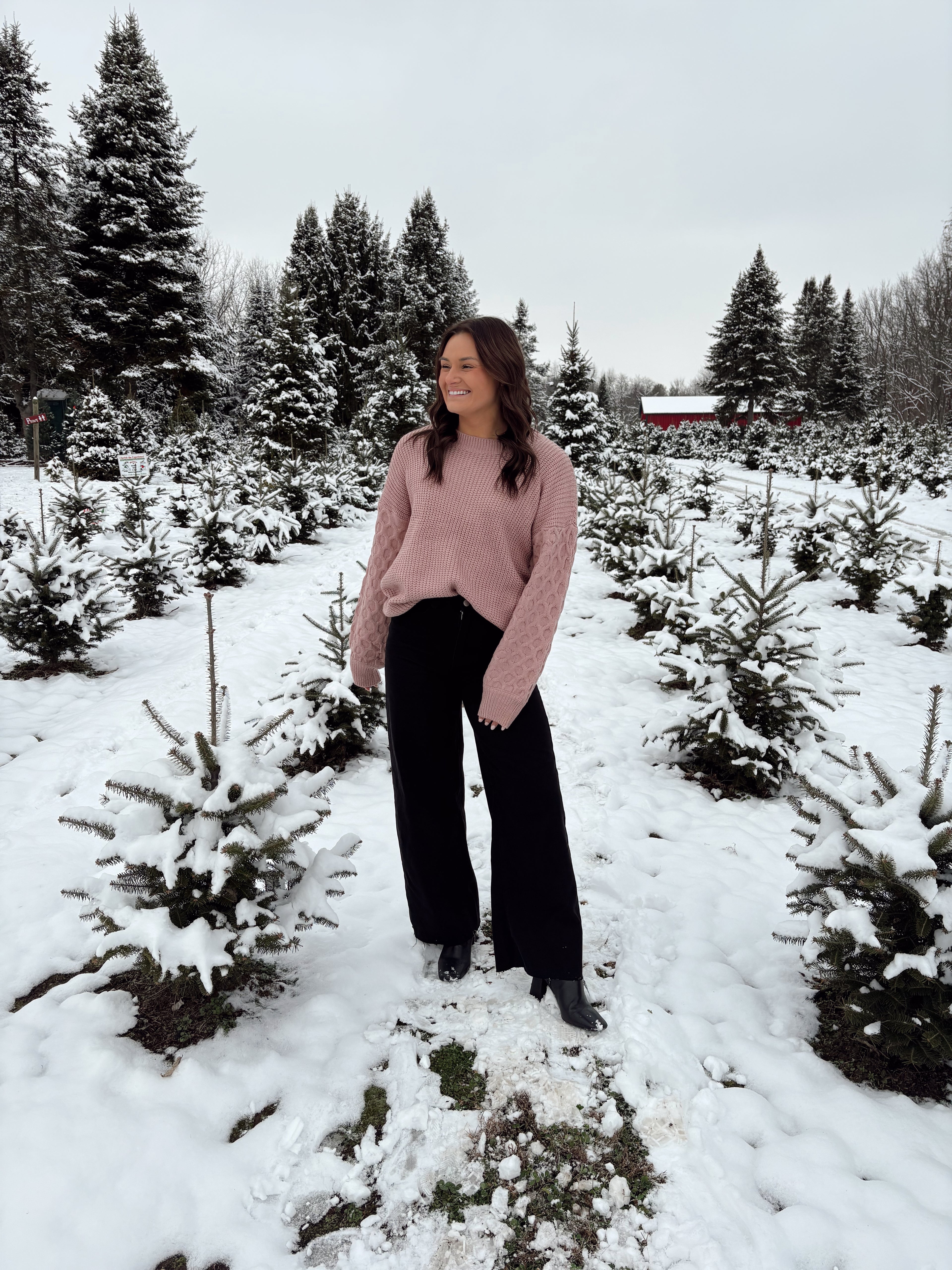 Dusty Pink Candy Cane Knit