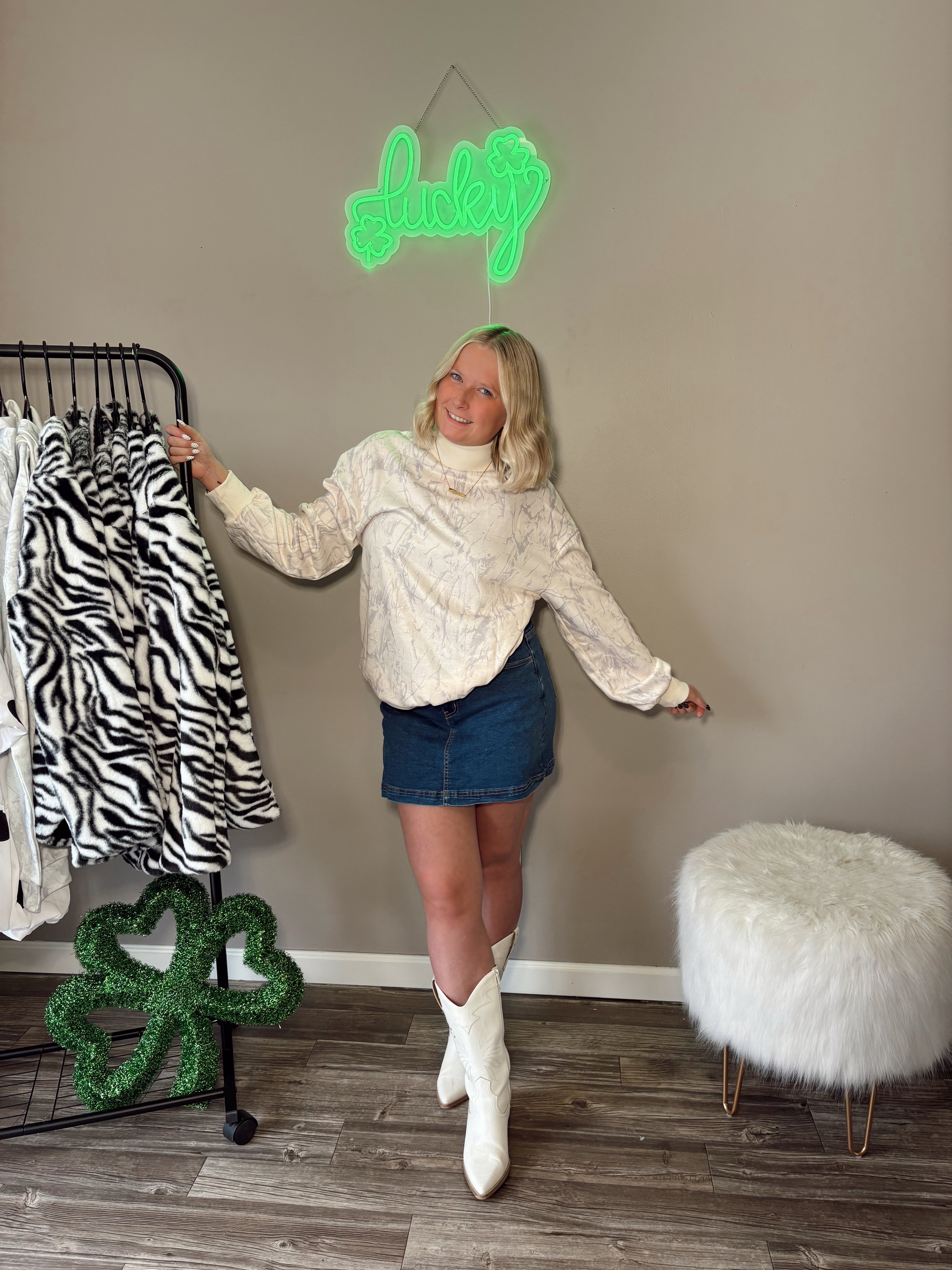 Holly Grey Camo Mock Neck