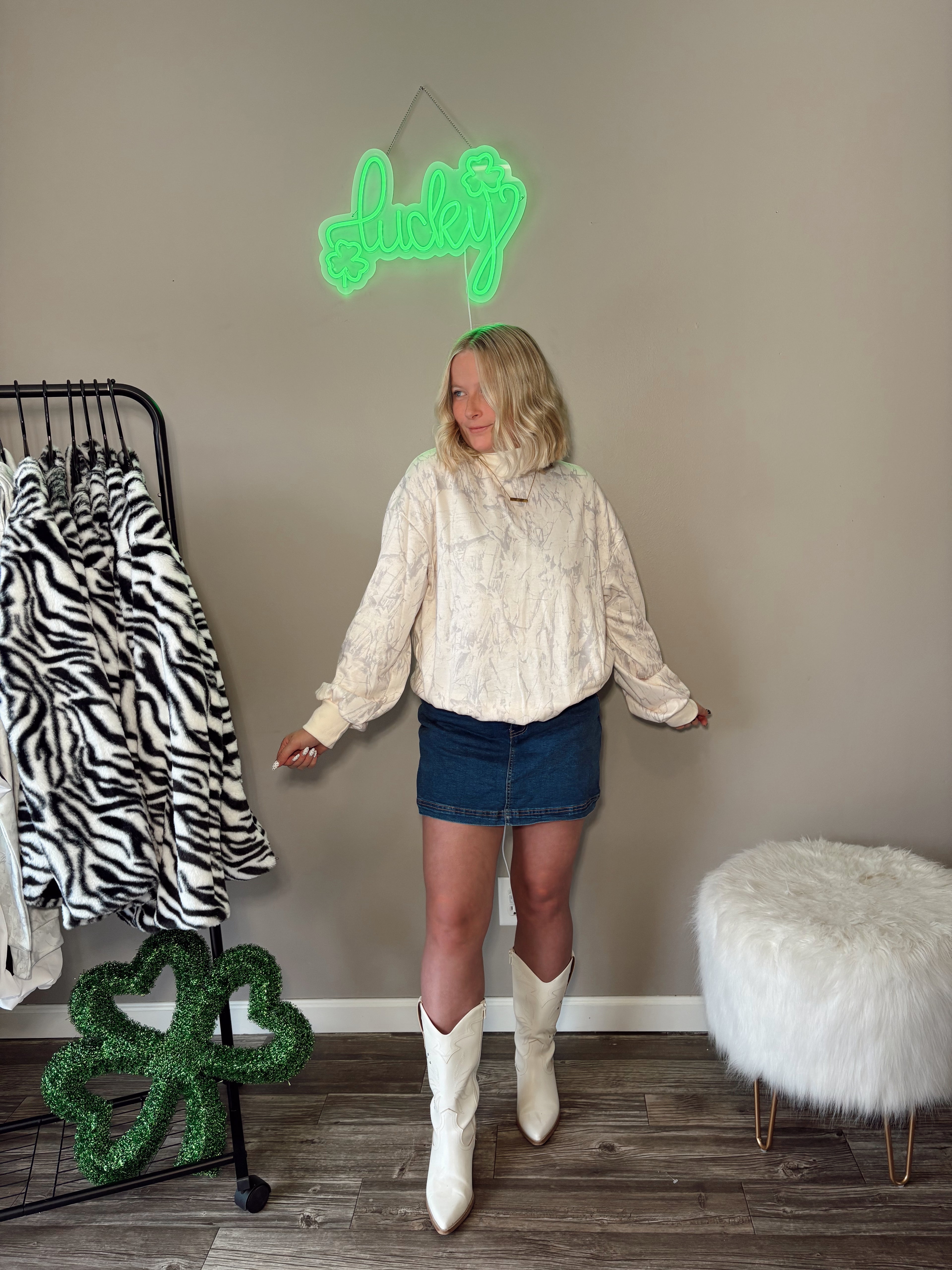 Holly Grey Camo Mock Neck