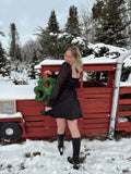 Midnight Mistletoe Satin Dress